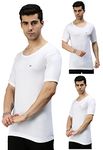 Lux Cozi Men's Pack of 3 White Round Neck Half Sleeves 100% Cotton Vest (Size : 90cm)