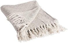 DII Rustic Farmhouse Double Diamond Woven Throw, 50x60, Stone