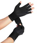 Thx4COPPER Compression Arthritis Gloves with Strap – Copper Infused – Fingerless Glove Hand Wrist Support for Carpal Tunnel, Arthritis, RSI, Tendonitis, Hand Pain Relief – Men/Women Pair，S&M