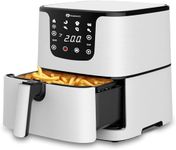 PureMate Air Fryer with Digital Display & Recipes Book, 5.5L Healthy Oil Free 1700W Air Fryer with 7 Preset, LED One Touch Screen, Timer & Adjustable Temperature Control