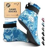 BPS 'Storm Sock' Neoprene 3mm Water Socks - Wetsuit Booties for Wading, Tide Pooling, Fishing, Water Aerobics, Rafting - Neoprene Low Cut Socks (Floral Blue/White Accent, Medium)