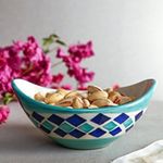 KITTENS Ceramic Serving Bowl in Boat Shaped, Snacks Serving Bowls Set of 2, Microwave and Dishwasher Safe and Food Grade Material, Blue