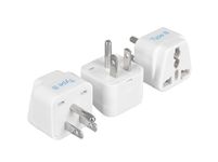 Ceptics Universal Travel Adapter for USA, Canada, Japan, Philippines India to US Plug Adapter - Type B USA Plug - CE Certified - RoHS Compliant - White - 3 Pack