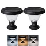 Epyz Solar Gate Pillar Light Outdoor Garden Home Round Shape Waterproof with 143LEDs 3 Type of Lights, Application for Fence, Garden, Wall, Outdoor [ Pack of 2, Multicolour, 12000mAh ]