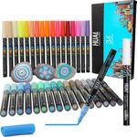 Hual Acrylic Paint Markers Paint Pens 36 Colors,Premium Medium Tip Acrylic Paint Pens for Rock Painting,Ceramic, Glass, Wood, Fabric, Metal, Plastic, DIY Making Art Supplies,Quick Dry and Non-Toxic