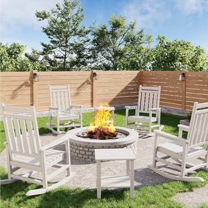 HDPE Rocking Chair Outdoor- Poly High Back Porch Rocker Chairs for Adults - All Weather Resistant Furniture for Patio Front Porch