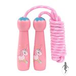 Jump Rope Kids, 8.2ft Adjustable Cotton Skipping Rope with Wooden Handle for Boys and Girls Fitness Outdoor Exercise (Pink)