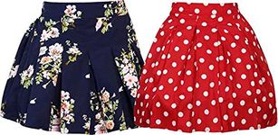 R Cube Girl's Knee Length Skirt(035-Combo,Red,4-6 Years)