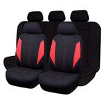 Flying Banner Universal Breathable Mesh Car Seat Covers Full Set Airbag Compatible Split Bench Auto Cushions Protector (Black and Red)