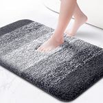 KMAT Bathroom Rugs Bath Mat 20x32 in,Luxury Soft Shaggy Microfiber Shower Rug, Machine Washable Throw Rugs Non Slip Absorbent Plush Floor Mats Runner Carpet for Bath Tub Shower Bathroom,Gradient Grey