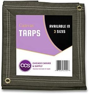 Extra Heavy Duty Waterproof 21 Ounce Canvas Tarp by CCS CHICAGO CANVAS & SUPPLY – Extra Durable Camping Tarp Cover with Rustproof Grommets, Industrial & Commercial Use, Olive Drab, 12 by 20 Feet