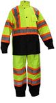 New York Hi-Viz Workwear RK Safety RW-CLA3-TLM55 Class 3 Rain suit, Jacket, Pants High Visibility Reflective Black Bottom with X Pattern(2XL, Lime)