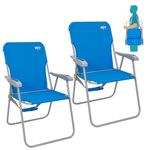 #WEJOY Folding Beach Chair Set of 2, Portable Strong Stabile High Back Camping Chair for Adults, Foldable Camp Chair for Outdoor Camping Beach Garden Fishing, Blue