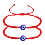 Evil Eye Matching Bracelets for Couples，Adjustable Red Woven Bracelets Best Friendship Lucky Bracelet Birthday Gifts for Boyfriend Girlfriend Women Men Lovers Friends