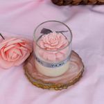 ANIORA Floral Jar Candle with Wax Flower | 40 Hours Burning Time | Soy Wax | Handpoured | Luxury Candle | Home Decor | Gifting (Rose)