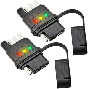 Oyviny 4-Way Flat Trailer Wiring Tester 4 Pin Male and Female Trailer Tester with Bright Indicators, Double End Design 4 Pin Trailer Light Tester 2PCS