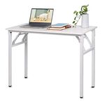 BELIWIN Folding Computer Desk, No-Assembly Writing Desk, PC Laptop Home Office Desk Workstation, 100 x 50 x 75 cm, White