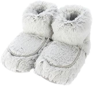 Warmies Microwavable Boots, Heatable Ladies Slipper Boots with French Dried Lavender, Soothing Warmth and Comfort, One Size Marshmallow Grey Colour