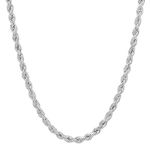 NYC Sterling Unisex Sterling Silver 4MM Diamond-Cut Rope Chain Necklace