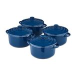 Barbary & Oak BO875008BLU Foundry 10cm Mini Ceramic Casseroles, Set of 4 in Limoges Blue