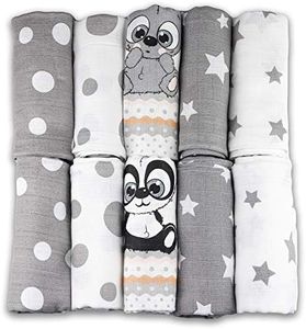 FENSILO - Pannolini di garza – Confezione da 10 pannolini di stoffa 70 x 80 cm – Made in EU – testati contro le sostanze nocive – Salviette per bambini e ragazze – Pannolini di garza – Grigio – Bianco