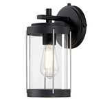 Westinghouse Lighting 6122100 Kezia Transitional One Light Outdoor Wall Fixture, Textured Black and Industrial Steel Finish, Clear Glass