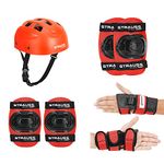 Strauss Professional All-in-One Protective Gear Set |4 Pieces for Roller Skating,Skateboarding,Inline Skating,Cycling & Running|Safety Gear for Boys & Girls|Complete Protection Kit|Size: Senior,(Red)