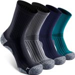 SITOISBE Cushioned Compression Unisex Mid-crew Socks 4-Pack, X-Large, Black Gray Navy Blue Greenlake