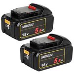 Powarobor 2 Pack 18V 5.5Ah DCB184 Lithium-Ion Replacement Battery for Dewalt 18V XR Power Tools compatible with DCB180 DCB182 DCB183 DCB200 DCB201