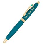 CrownLit Personalised Metal Pen with Name, Logo, Pack of 1 (Green Stone)