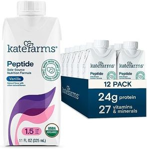 KATE FARMS Organic Adult Peptide 1.5 Formula, Vanilla, Sole-Source, Hydrolyzed Plant-Based Nutrition for Oral or Tube Feeding, 11 Fl oz (12 Pack)