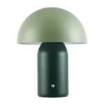 Modern Rechargeable Mushroom Table Lamp in Forest and Olive Green - USB-C Cable Included | 3-Step Touch Dimmer | 3600mAh Power | 3w 3000k LED by Happy Homewares