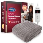 Silentnight Comfort Control Heated Throw Blanket - Luxury Fleece Electric Heated Overblanket for Sofa Bed with 9 Heat Settings, Fast Heat-up and Safety Shut Off - Machine Washable - 120x160cm - Grey