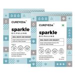 Cureveda Sparkle Pearl Oil Pulling with Coconut Oil for Mouth, Teeth & Gums | Herbal Mouthwash for Oral Health, Detoxification & Bad Breath | Peppermint Flavour (Pack of 2, 30 Sachet Each)