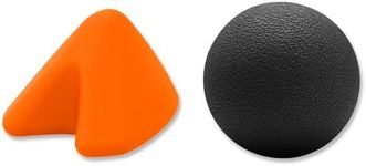 LEZER, Trigger Massage Point, Manual Massage Ball, Muscle Knots Relief Tool, Myofascial Release, Physical Therapy, Plantar Fasciitis, Set of 2 (Orange Trigger and Black Ball)