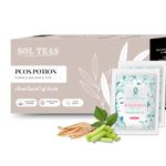 SOL Pcod Pcos Tea - Periods Care Tea For Hormone Balance, Weight & Acne, With Shatavari & Raspberry Leaf, Caffeine Free Herbal Tea For Better Cycle, Cramp & Bloating Relief (40 Tea Bags)