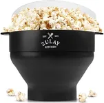 Zulay Microwave Popcorn Popper - BPA-Free Silicone Popcorn Popper Microwave Popcorn Bowl - Collapsible Microwave Popcorn Maker - Family Movie Night Supplies - Black