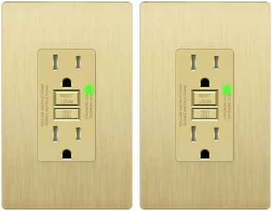 LIDER 15A GFCI Outlet, Tamper-Resistant Receptacle with Self-Test, LED Indicator, Anti-Interference (No-False-Trip) Protection, Screwless Wall Plate, ETL Listed, Thermoplastic, Brushed Gold, 2-Pack