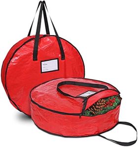 ProPik Christmas Wreath Storage Bag 36" - Garland Holiday Container with Tear Resistant Material - Featuring Heavy Duty Handles and Transparent Card Slot - 2 Pack (36 Inch, Red)