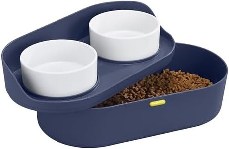 Navaris Gamelle Double Chien Chat - Gamelles mélamine 420 ML avec Support et boîte 4,3 L - 2X Bol avec Porte-gamelles pour Croquette Eau pâtée
