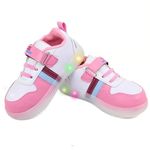 Neska Moda 4.5-5 Years Boys & Girls Synthetic Leather LED Shoes- (Pink)-BT2786