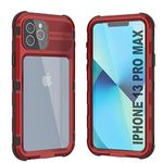 Punkcase for iPhone 13 Pro Max Waterproof Aluminum Case [Metal Extreme 2.0 Series] IP68 Rugged Bumper Cover W/Buillt in Screen Protector | Ultimate Protection for iPhone 13 Pro Max (6.7")[Red-Black]