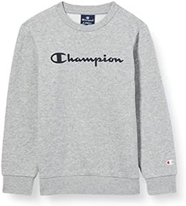 Champion Legacy- Classic Logo Crewneck, Sudadera para Niños, Gris (Jaspeado claro), 15-16 años