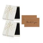 Nwvuop 2Pcs Jewellery Gift Box with 2Pcs Cards, 9× 7× 3 cm Small Gift Box for Jewellery Necklace Bracelet Box for Birthday Wedding Anniversary(Beige)