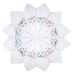 SelectedHanky Women's Cotton Handkerchiefs Flower Embroidered with Lace, Ladies Hankies 12 Pcs - Assorted