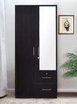 illfordd furniture 2 Door Wardrobe with Mirror and Drawers for Bedroom, Engineered Wood, Brown