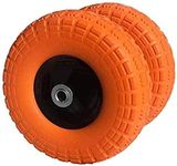 AFT PRO USA - 2-Pack 10' Flat Free Tires Air less Tires Wheels By AFT PRO USA with 5/8' Center - Solid Tire Wheel for Dolly Hand Truck Cart/All Purpose Utility Tire on Wheel (Orange)