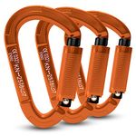 FVW 3 Pieces Heavy Duty Climbing Carabiners, 25KN Auto Locking Rock Climbing Carabiners Clips for Hammocks, Swing, Locking Dog Leash and Harness, Camping, Hiking & Utility (Orange)