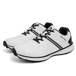 Waterproof Golf Shoes Men Professional Golf Sneakers Spikless Light Weight Walking Footwears Outdoor Male Walking Shoes, White/Black, 9.5