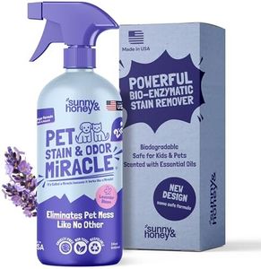 Sunny & Honey Pet Stain & Odor Miracle - Enzyme Cleaner for Dog Urine Cat Pee Feces, Enzymatic Solution for Carpet, Rug, Car upholstery, Couch, Mattress, stain Eliminator (Light Lavender, 32 FL OZ)